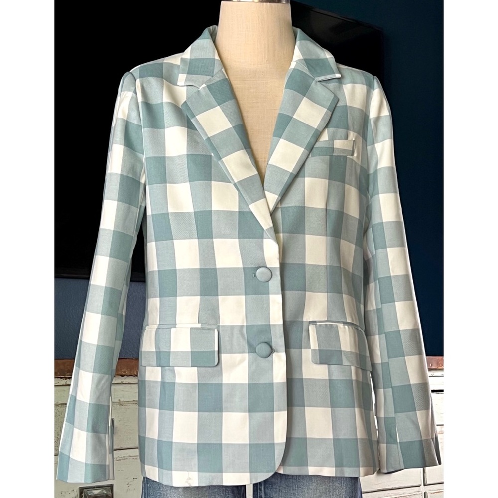 Anthropologie Gingham Blazer Jacket L